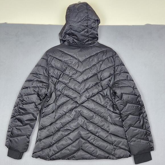 Nautica Jacket Womens 2XL Black Water Resistant Hooded Puffer Faux Fur Trim Coat - Picture 2 of 13